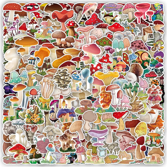 200 PCS Cute Mushroom Stickers Pack Vinyl Mushroom Stickers Waterproof Vinyl Stickers for Water Bottle Scrapbook Laptop Phone Case Teens Girls Adults Kawaii Mushroom Stickers