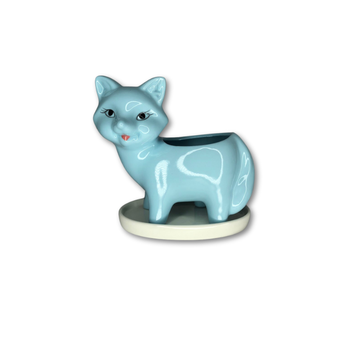 Blue Fox with Base Flower Pot Planter-0