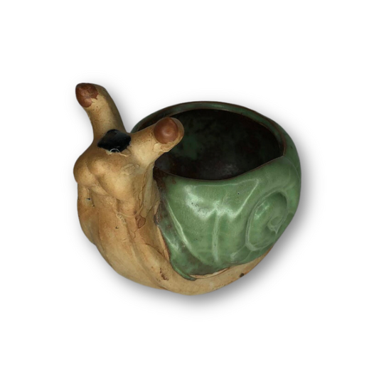 Rustic Antique Green Snail, Flower Pot-0