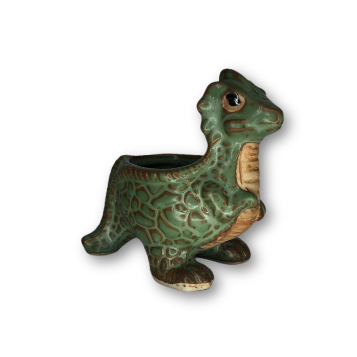 Rustic Antique Green Dinosaur Flower Pot-0