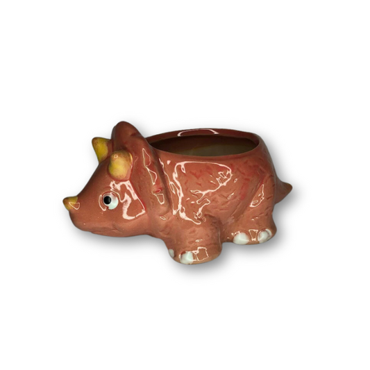 Pink Triceratops Pot, Dinosaur Flower Pot-0