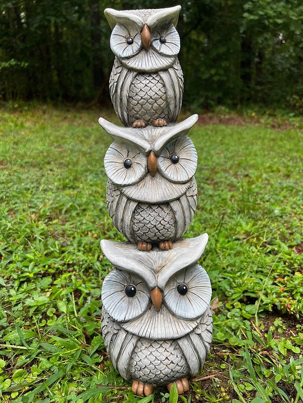 Wise Owl Trio Statue (18" x 5.5")-0