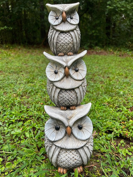 Wise Owl Trio Statue (18" x 5.5")-0