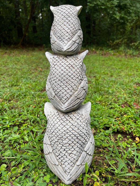 Wise Owl Trio Statue (18" x 5.5")-2