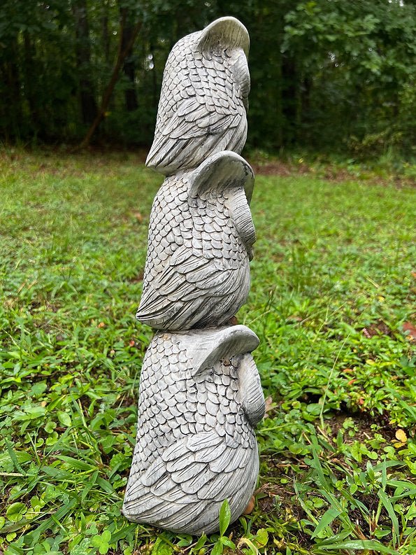 Wise Owl Trio Statue (18" x 5.5")-1