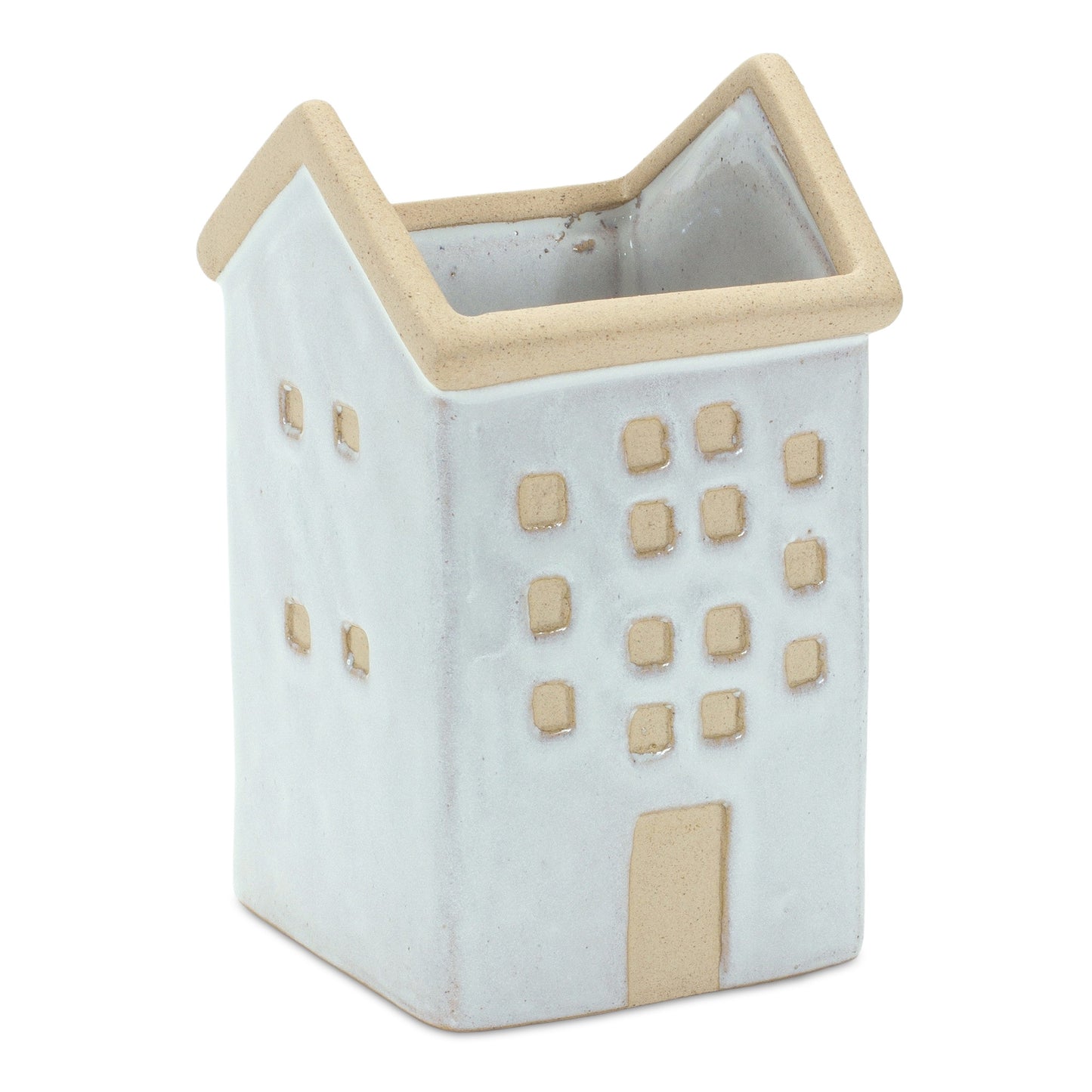 Set of Three White And Natural House Trio Pot Planters-3