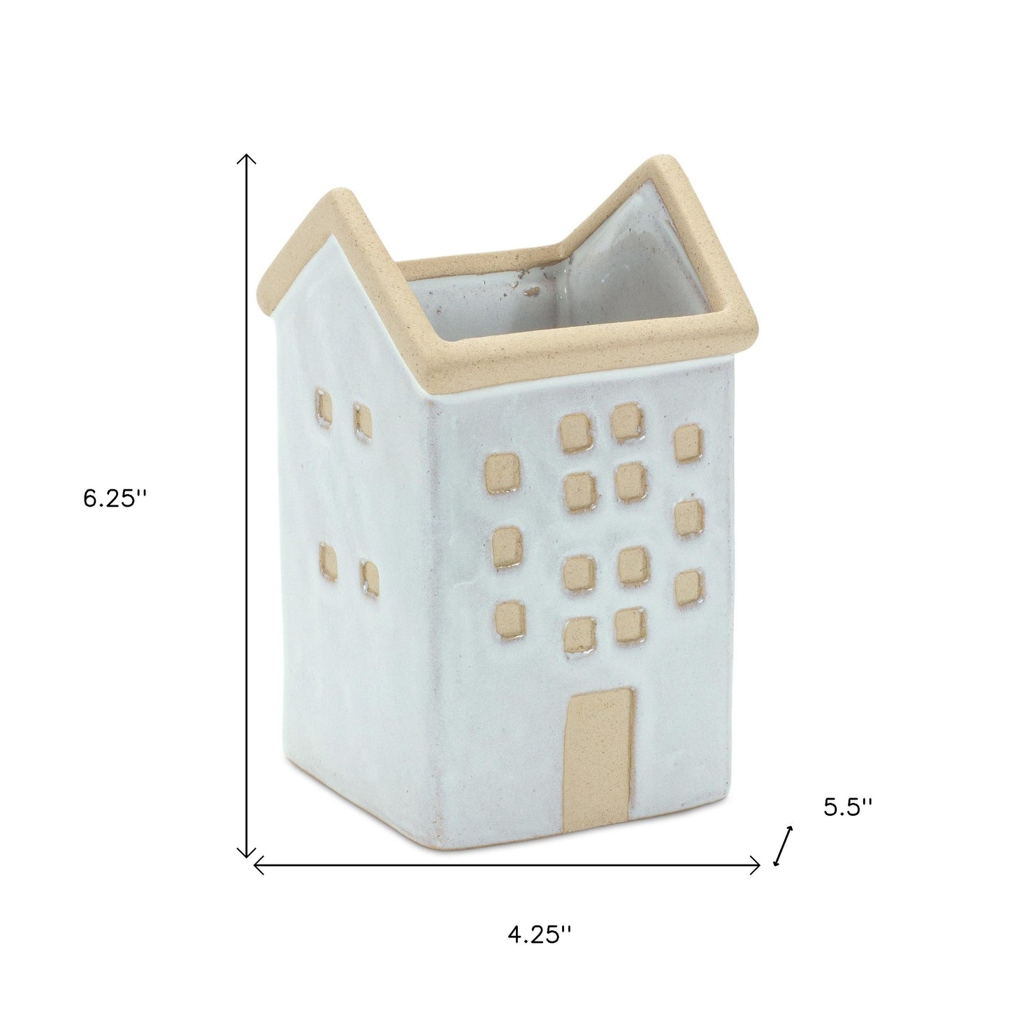 Set of Three White And Natural House Trio Pot Planters-5