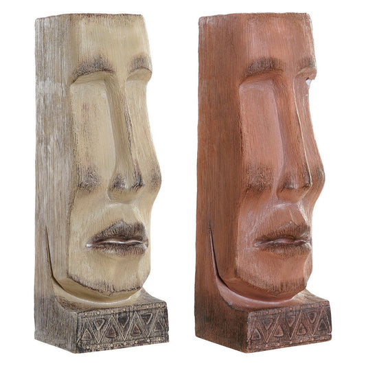 Planter DKD Home Decor 16 x 17 x 49 cm Face Beige Terracotta Resin (2 Units)-0