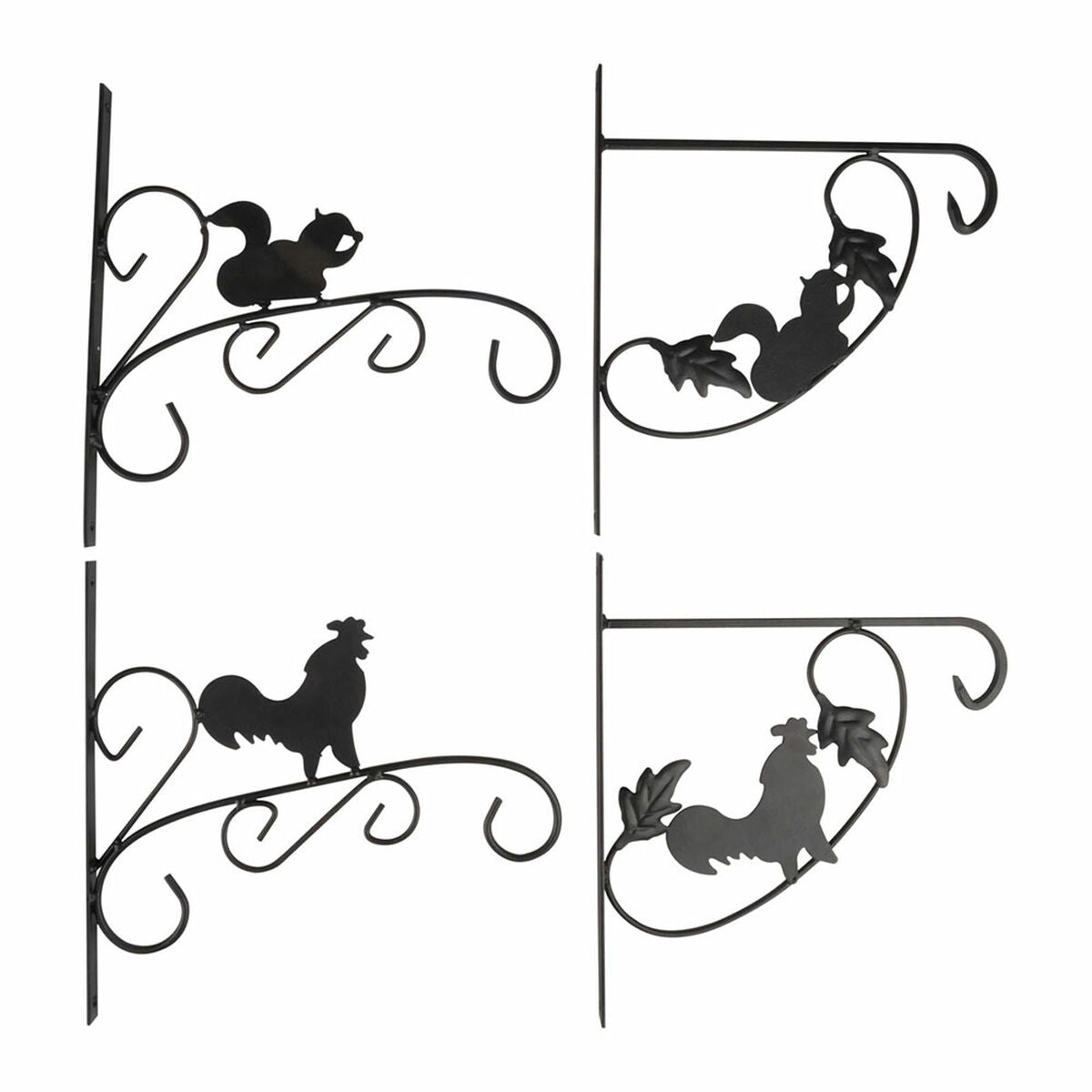 Wall Support for Hanging Flower Pots Kinzo Black Metal-1