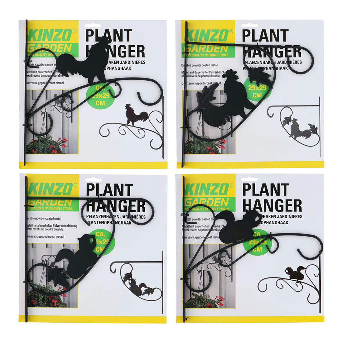 Wall Support for Hanging Flower Pots Kinzo Black Metal-0