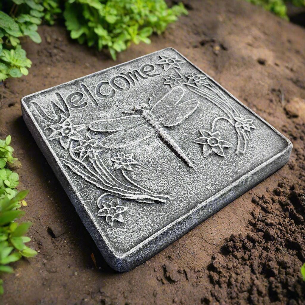 Dragonfly Enchanted Welcome Stone (11" x 11")-1
