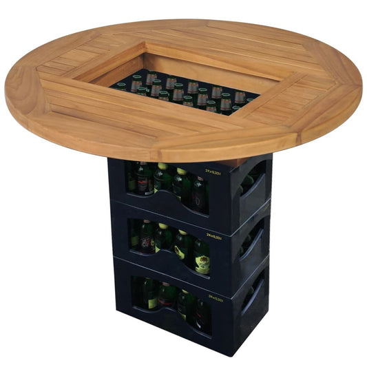 Beer Crate Tabletop Teak 27.6"-0
