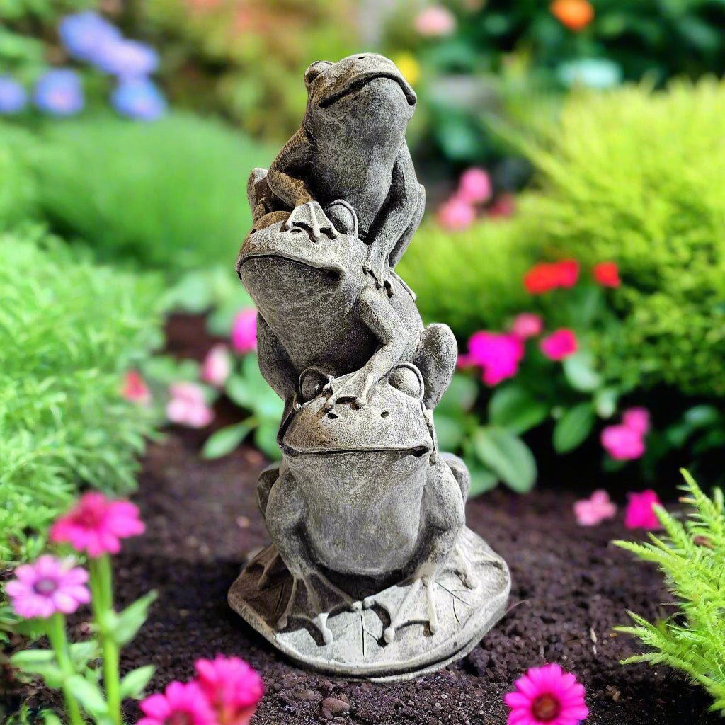 Harmonious Frogs on Lilypad Statue (12" x 6")-1