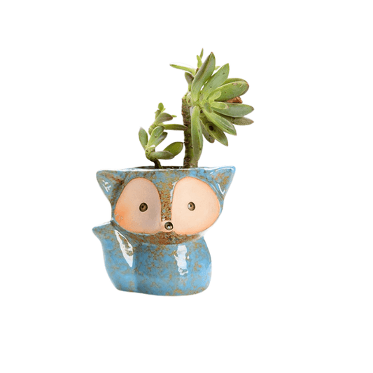Light Blue Fox Succulent Pot-0