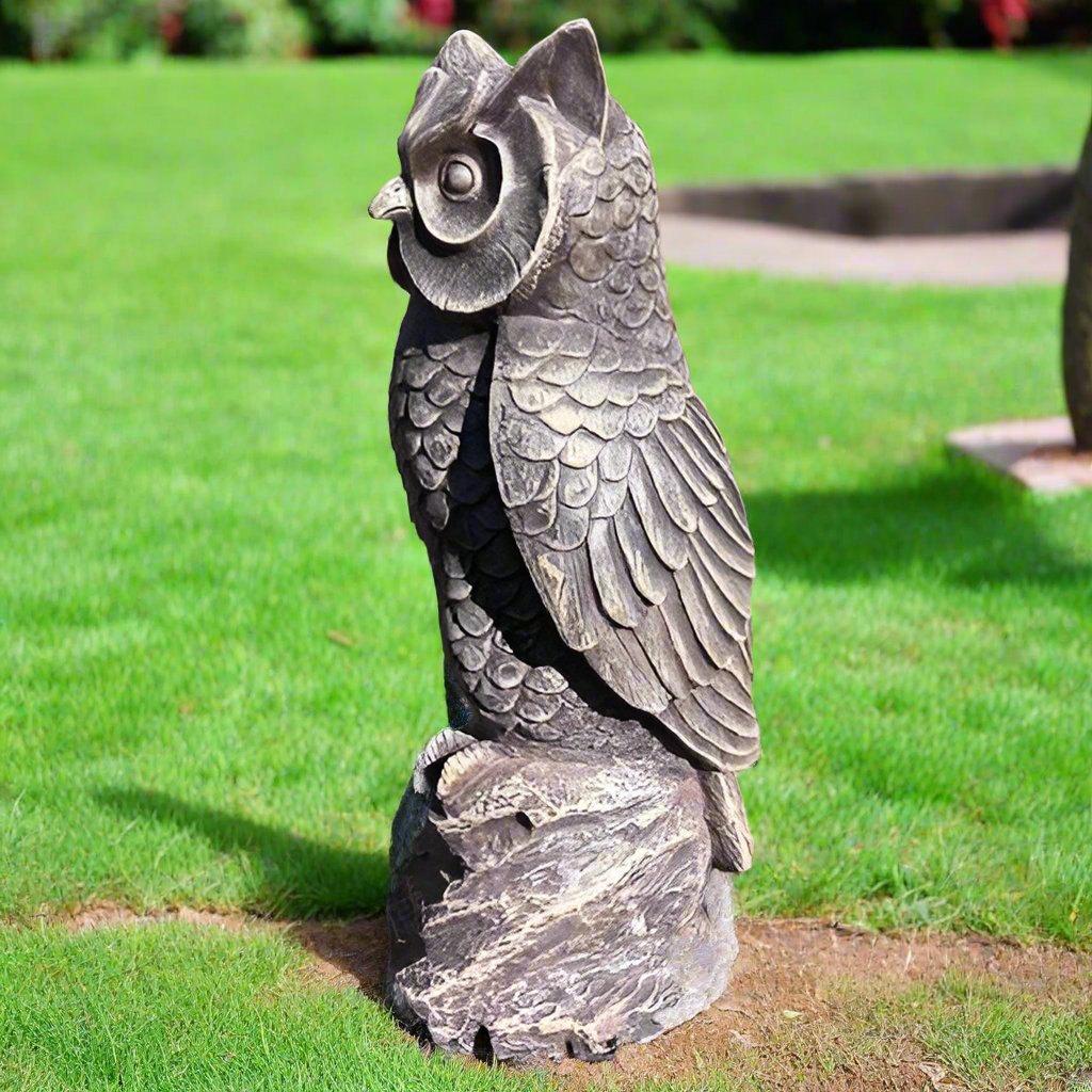 Wise Watchful Owl Statue (15" x 6")-2