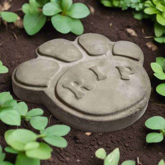 Cherished Paw Print Memorial Stone (6" x 6")-0
