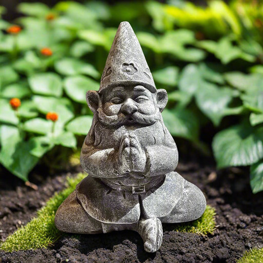 Peaceful Praying Gnome Statue (8" x 6")-0