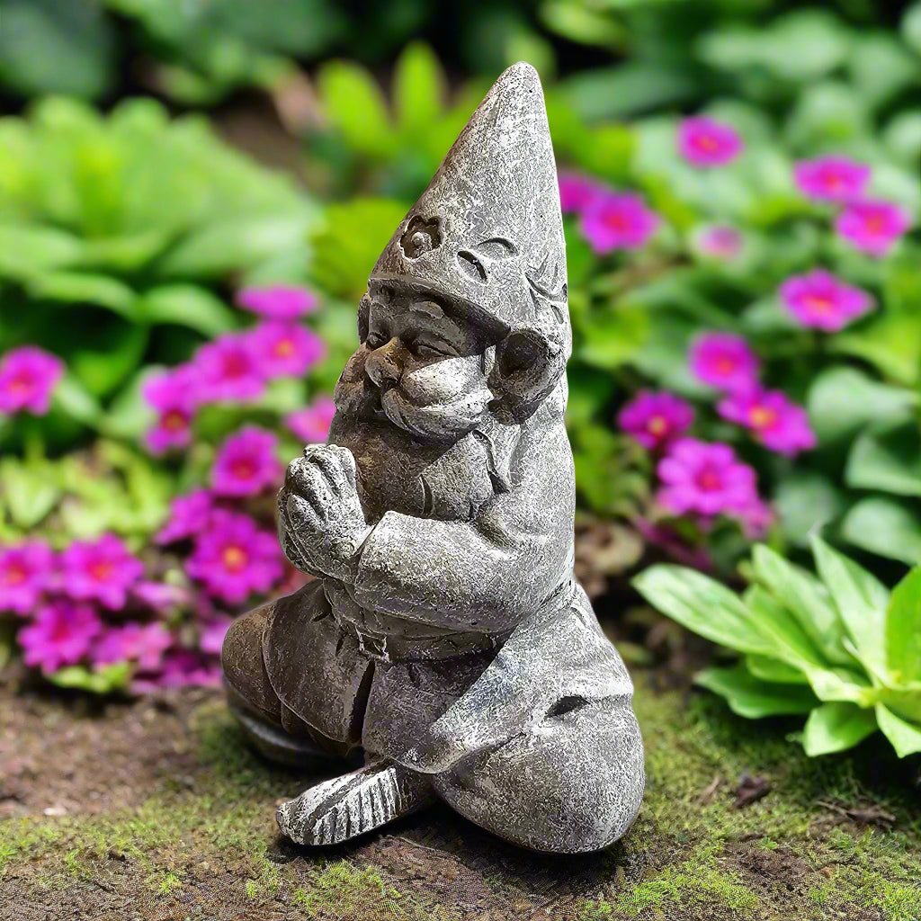 Peaceful Praying Gnome Statue (8" x 6")-2