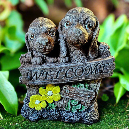 Playful Pups Welcome Garden Sign (9" x 8")-0