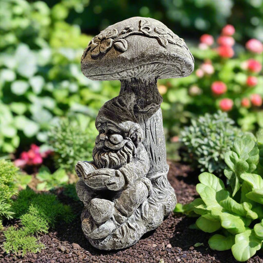 Scholarly Reading Gnome Statue (13" x 9")-0