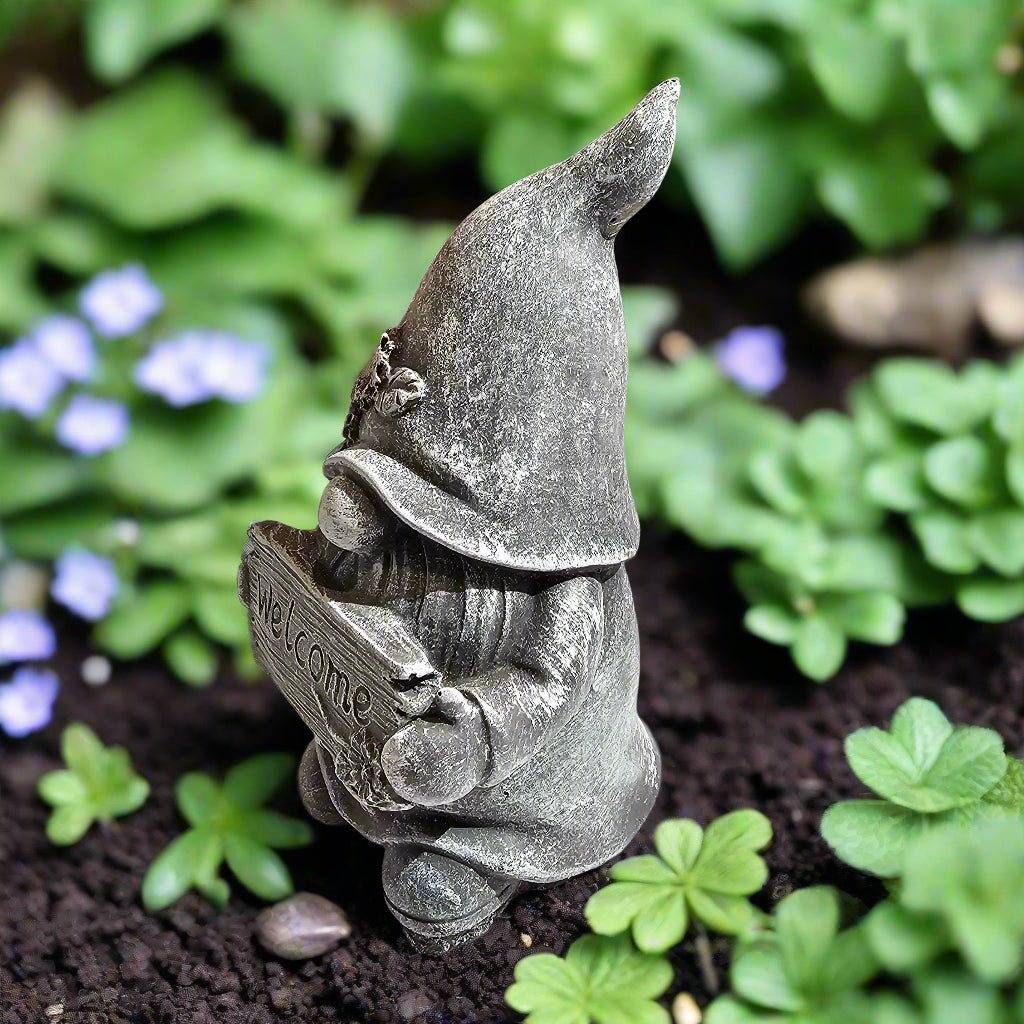 Dainty Welcome Gnome Statue (6" x 3")-3