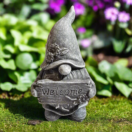 Dainty Welcome Gnome Statue (6" x 3")-0