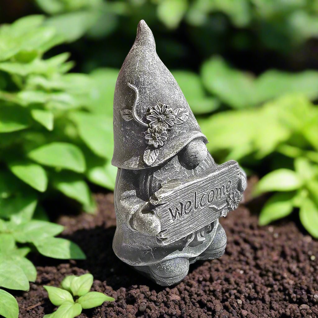 Dainty Welcome Gnome Statue (6" x 3")-1